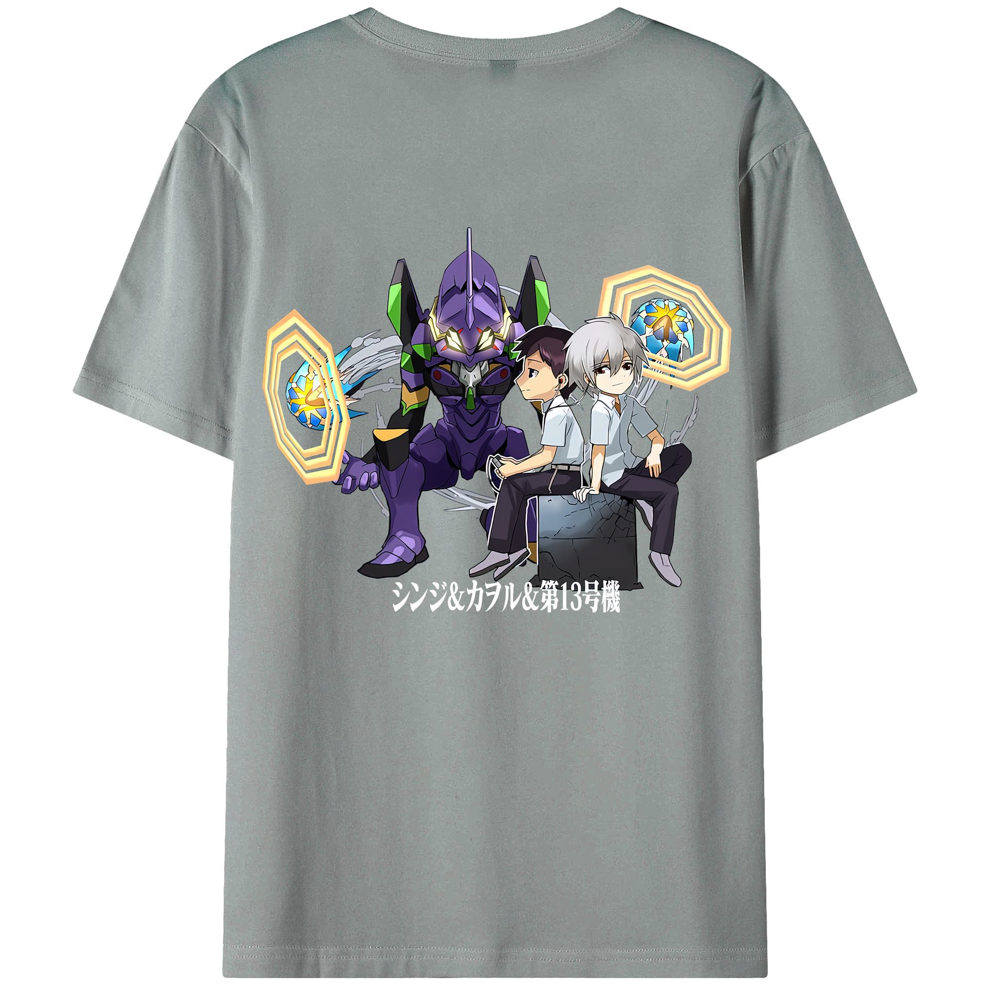 （画像用） EVA 新世紀エヴァンゲリオン 綿100％ メンズ半袖Tシャツ（バックプリント） 通気性